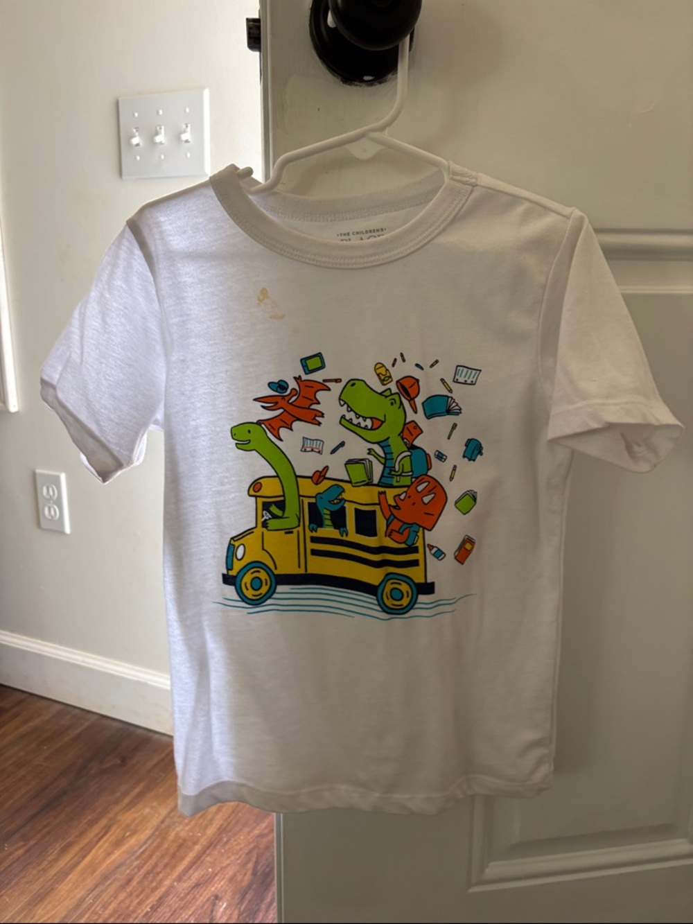 The Children's Place White Dino School Bus Graphic Tee